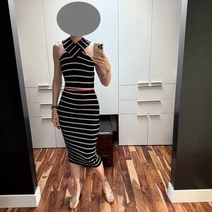 Ted Baker Black & White Striped Halter Dress – Size 3